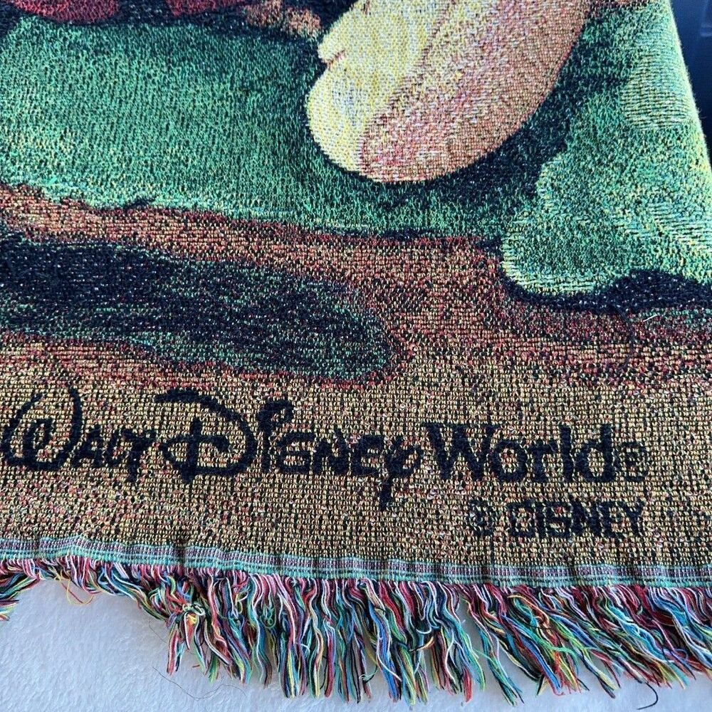 Vintage Disney Mickey's Spring Picnic Tapestry Woven Throw Blanket 60" x 50" - Picture 7 of 7